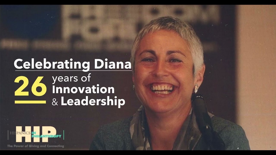 Diana Campoamor smiling, with the title Celebrating Diana: 26 years of innovation and leadership